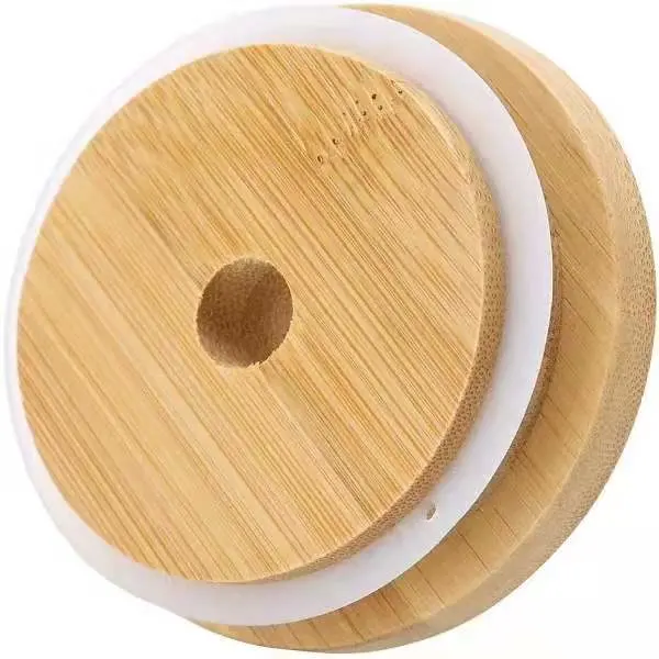 Reusable 70mm 86mm Wide Mouth / Regular Mouth Storage Mason Jar Wooden Bamboo Hole Lid