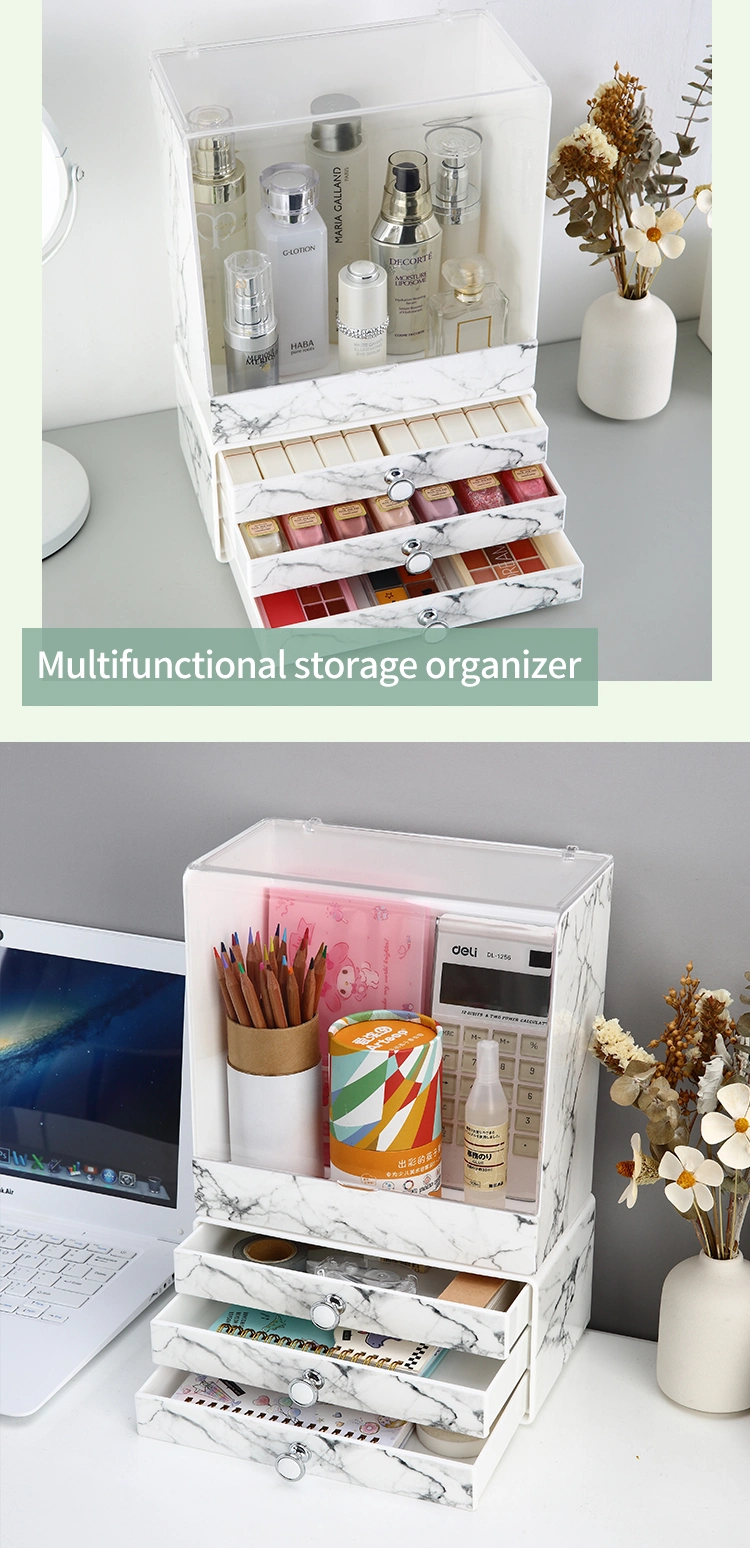 Dresser PS Dustproof and Waterproof Plastic Marble Cosmetic Storage Organizer