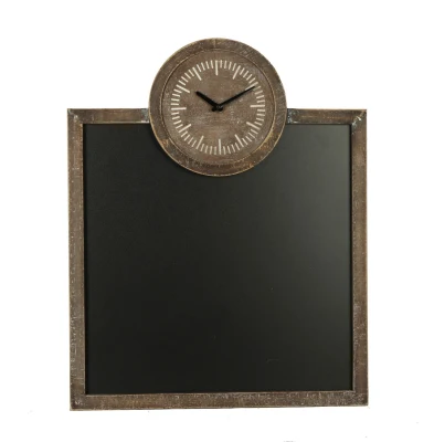 Tableau noir avec horloge à cadre en bois pour mur