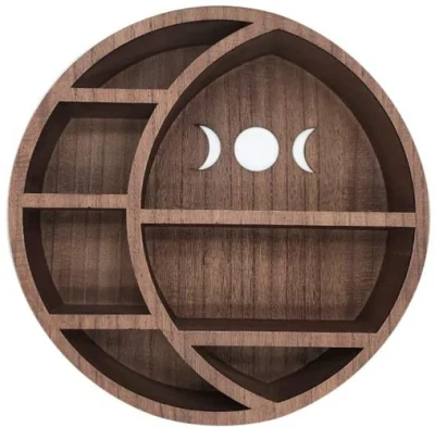 Étagère de lune en bois à décor de phase de lune