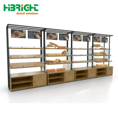 Étagère de rack de boulangerie personnalisée en bois de supermarché