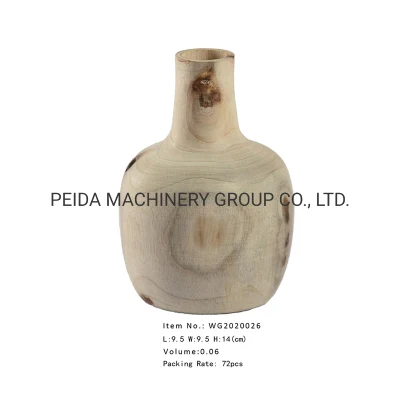 Vase décoratif 100 % naturel moderne en bois de paulownia naturel fabriqué à la main rond grand vase de table décoratif