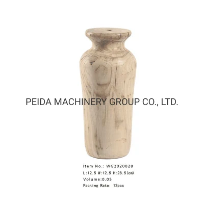 Vase décoratif naturel en bois de paulownia moderne fait à la main rond grand vase de table décoratif